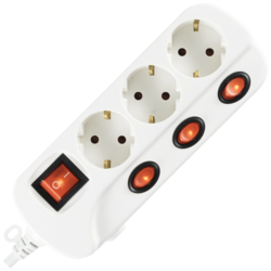 home Produžni kabel sa zaštitom, 3 utičnice, 1.0mm2, 1.5 met - NVK 03K/WH