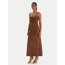 Bardot Obleka iz umetnega usnja Nadira 59194DB3 Rjava Slim Fit