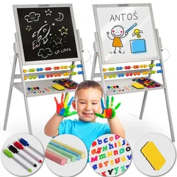 Ricokids magnetna vrtljiva tabla za pisanje krede - siva