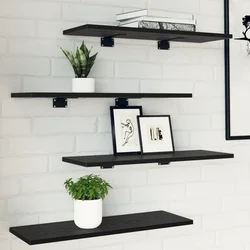 Police za knjige 4 pcs Crna 60 x 20 x 1,5 cm Konstruirano drvo