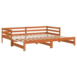 Vidaxl Izvlečna dnevna postelja voščeno rjava 80x200 cm trdna borovina