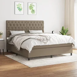 Greatstore Box spring postelja z vzmetnico taupe 160x200 cm blago