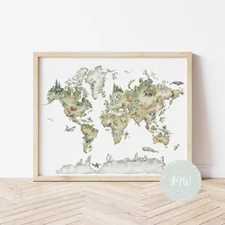 Its a moms world Edukativni poster za decu sa ramom Mapa sa životinjama A3