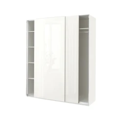 PAX / HASVIK Garderober, bela/v. sjaj bela, 200x66x236 cm