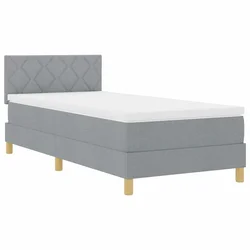 Vidaxl LED Box Spring Postelja Svetlo siva 100 x 200 cm blago