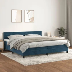 vidaXL Box spring postelja z vzmetnico temno modra 200x200 cm žamet