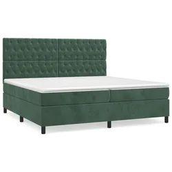 Vidaxl Box spring postelja z vzmetnico temno zelena 200x200 cm žamet