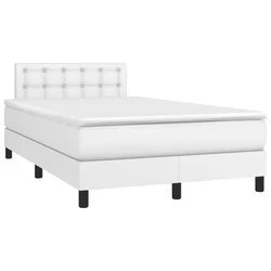 Krevet box spring s madracem LED bijeli 120x190 cm umjetna koža