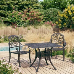 3-dijelni bistro set od lijevanog aluminija crni