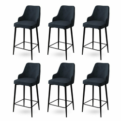 HANAH HOME Set 6 barskih stolica Enox Anthracite Black