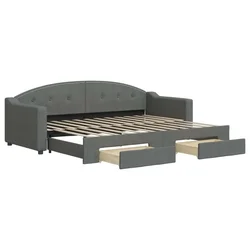 Vidaxl Izvlečna dnevna postelja s predali temno siva 80x200 cm blago