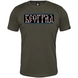 011Shop Muška majica kratkih rukava, Beograd arhaik, Maslinasta