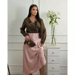 Squareonline Ženska bluza Chocolate Ruffles, Braon
