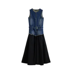 Desigual Obleka moder denim/črna