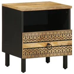 Krevetni ormarić crni 40x33x46 cm Puno grubo drvo Mango