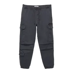Pull&Bear Kargo hlače temno siva