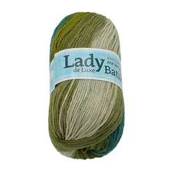 Preja LADY de Luxe BATIK - 100g / 238 m - zelena, bež