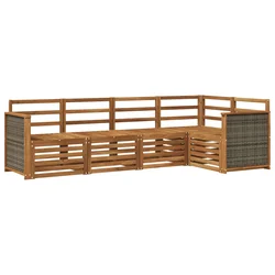 Sekcijska garnitura 4 pcs Prirodna Čvrsto drvo akacije