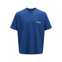 JACK & JONES Majica JCOUNION temno modra/bela