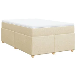 Vidaxl Box spring postelja z vzmetnico krem 120x200 cm blago