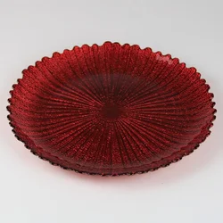 Stekleni servirni krožnik 33 cm, rdeč