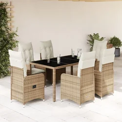 7-dijelni vrtni bistro set od poliratana s jastucima bež