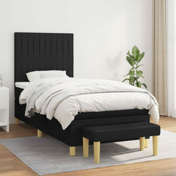 shumee Box spring postelja z vzmetnico črna 80x200 cm blago