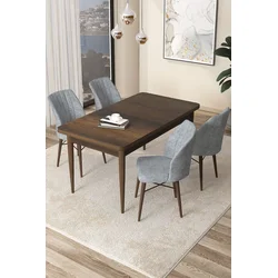 Hanah Home Set Trpezarijski sto i 4 stolice Arp, Braon-sivi