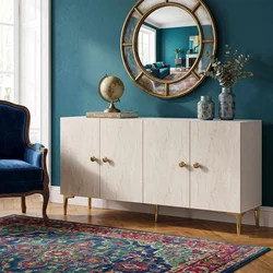 Hanah Home komoda Squarel 150, 150 cm, bela / travertin