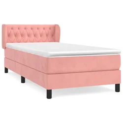 Vidaxl Box spring postelja z vzmetnico roza 90x190 cm žamet