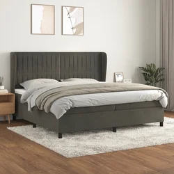 vidaXL Box spring postelja z vzmetnico temno siva 200x200 cm žamet