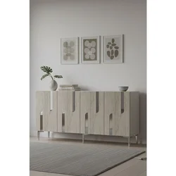 Hanah Home komoda Nota 150, 150 cm, bela / travertin / srebrna