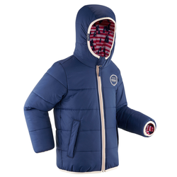 Skijaška jakna 100 topla dvostrana dječja plavo/ružičasta
