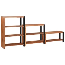 Polica 3 pcs Smeđa 80 x 30 x 110 cm Čvrsto drvo akacije