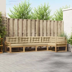 Set vanjskih sofa s jastukom 4 pcs Bijela i bež Poliester