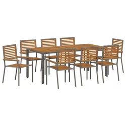 Vrtni set za objed 9 pcs Siva i smeđa poliratan