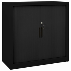 Greatstore omara z drsnimi vrati črna in bela 90x40x90 cm jeklo