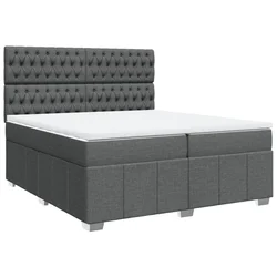 Vidaxl Box spring postelja z vzmetnico temno siva 200x200 cm blago