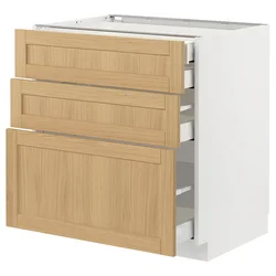 METOD / MAXIMERA Pod.elem.3front/2dnj/1srd/1vis.fiok, bela/Forsbacka hrastovina, 80x60 cm