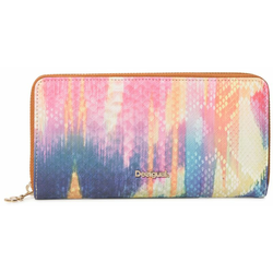 Cartera Para Mujer Desigual Mone_Dandelion Fiona | Troquelado Floral, Tejido Craquelado, Cierre Cremallera