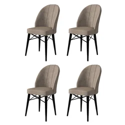 Hanah Home Set 4 trpezarijske stolice Ritim Kapućino-Crni