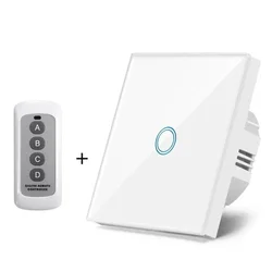 SmartHome RF touch prekidač, 1 taster, 433 MHz, Sa daljinskim, Beli