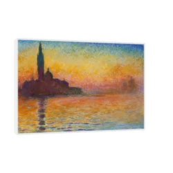 Canvas Slika na platnu Sunset In Venice-Claude Monet, Sa ramom, 120 x 80 cm, Beli