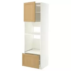 METOD / MAXIMERA Visoki element za ugradne uređaje, bela/Forsbacka hrastovina, 60x60x200 cm