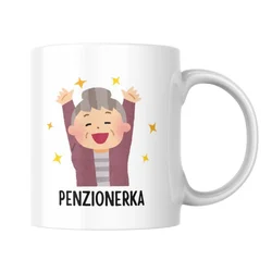 Šolja Kako se zove srećna osoba ponedeljkom? Penzionerka, 330 ml, Bela