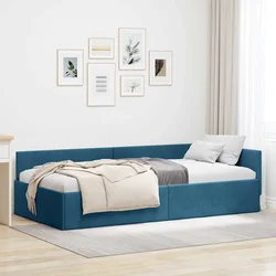 Kutni okvir kreveta s uzglavljem Plava 80 cm x 200 cm Baršun