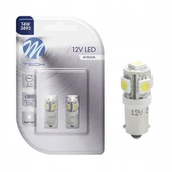 M-Tech LED sijalica T4 BA9S 5 x SMD5050, 12 V, 2 komada, Bela