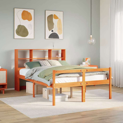 Krevet s regalom za knjige bez madraca 120x190 cm masivno drvo