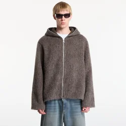 Mikina OUR LEGACY Full Zip Hood Mole Grey Hairy Wool 50