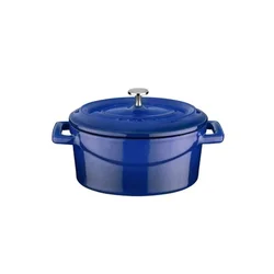 Oval mini-saucepan, cast iron, 12cm/0.36L, Trendy, Blue - LAVA